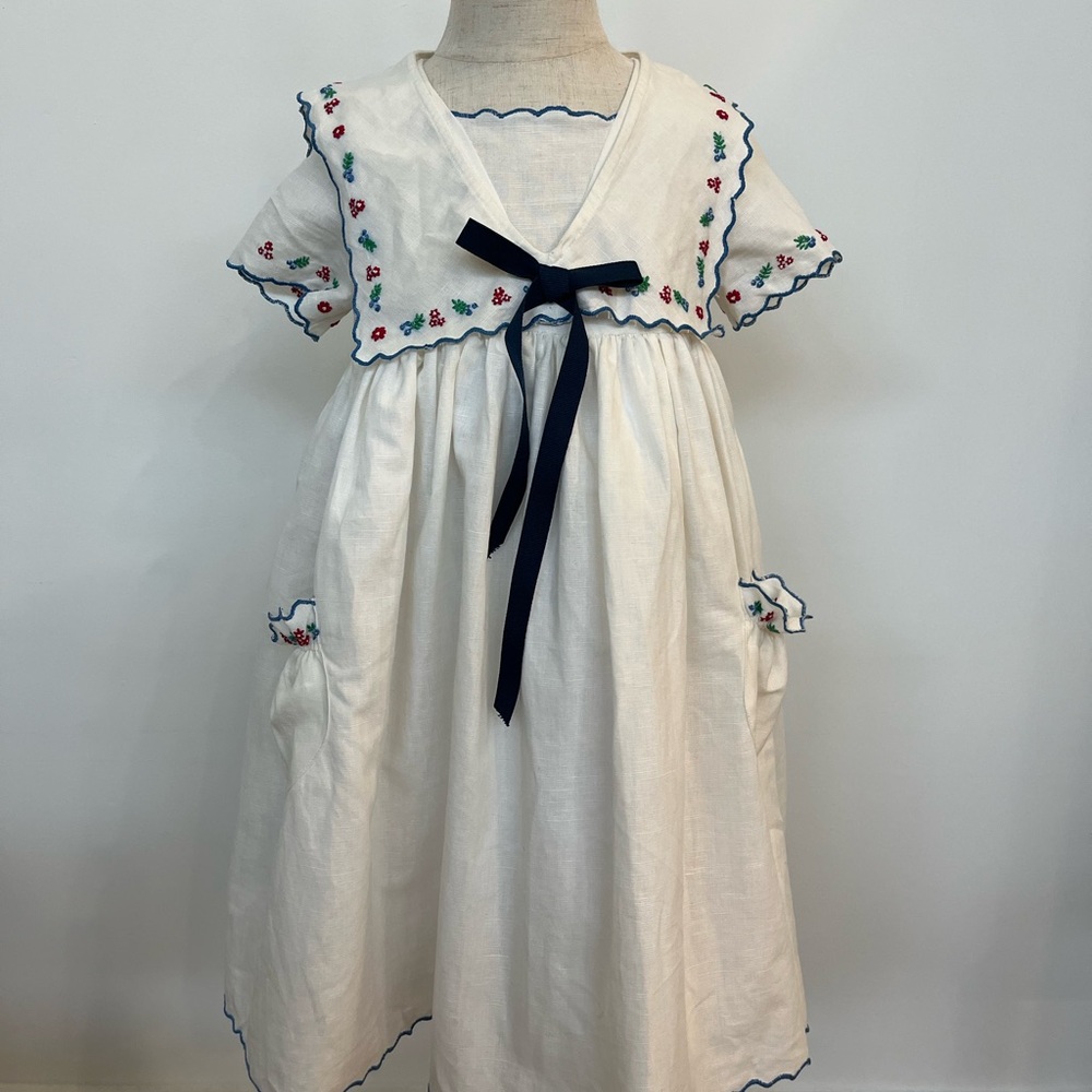 PEPA London White Embroidered Dress with Floral Accents